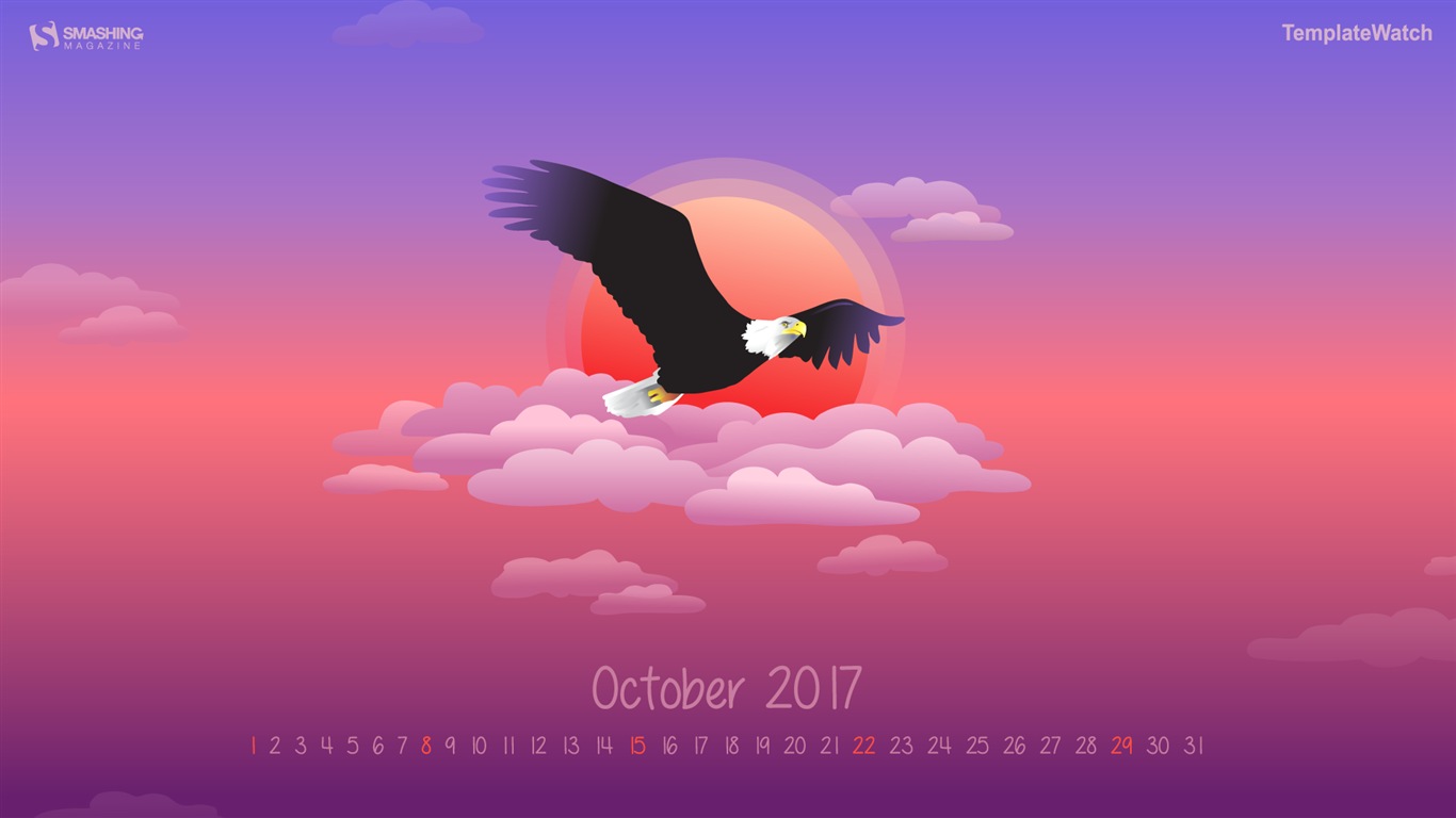 2017年10月のカレンダーの壁紙 #7 - 1366x768