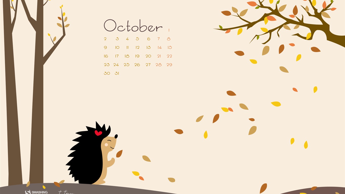 Октябрь 2017 календарь обои #15 - 1366x768