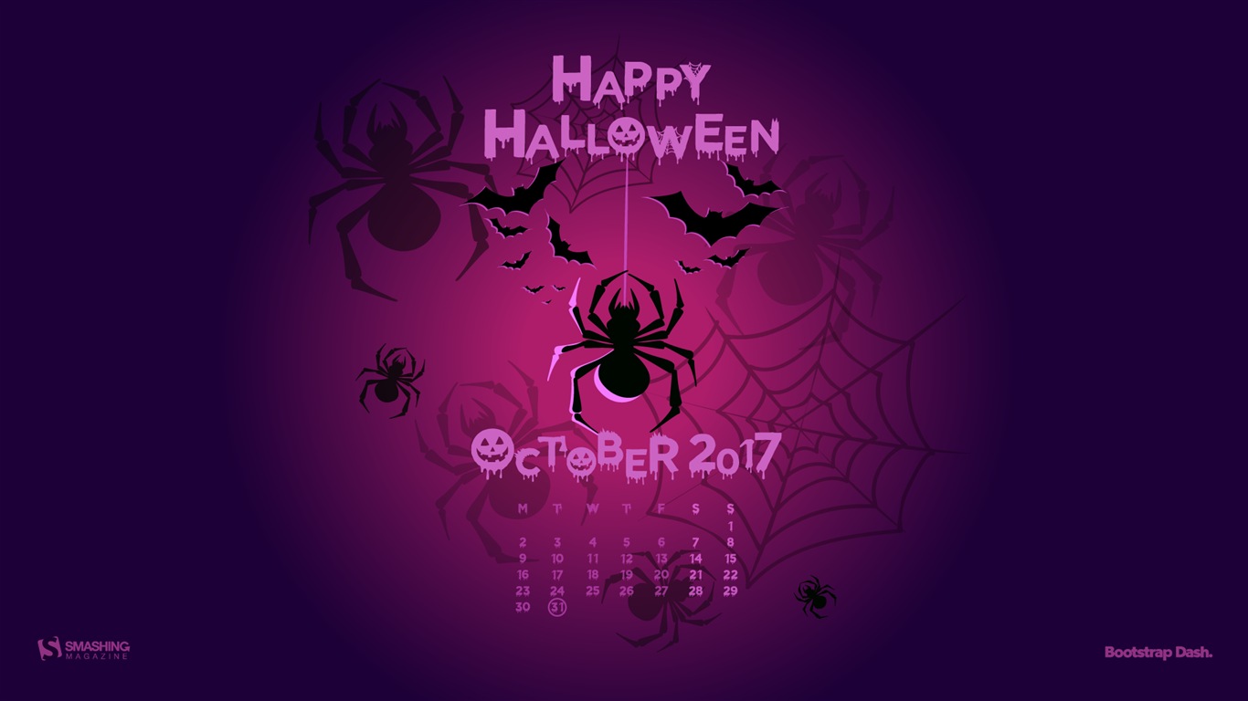 Fondo de pantalla de calendario de octubre de 2017 #16 - 1366x768