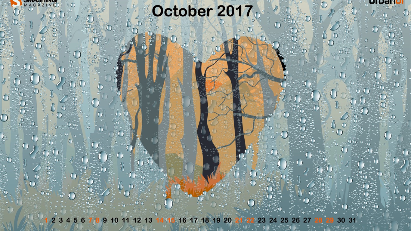 Октябрь 2017 календарь обои #23 - 1366x768