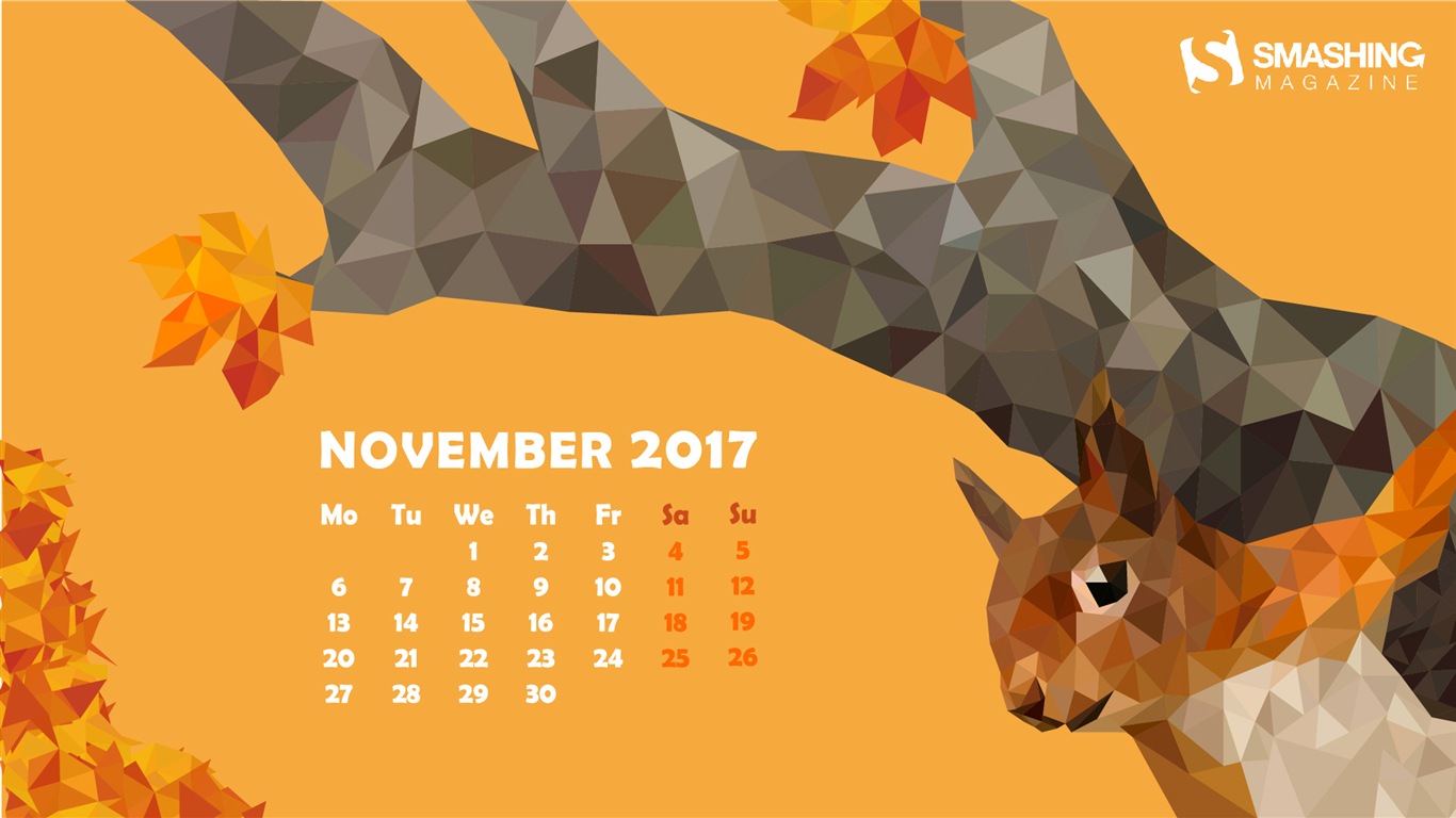 November 2017 calendar wallpaper #7 - 1366x768