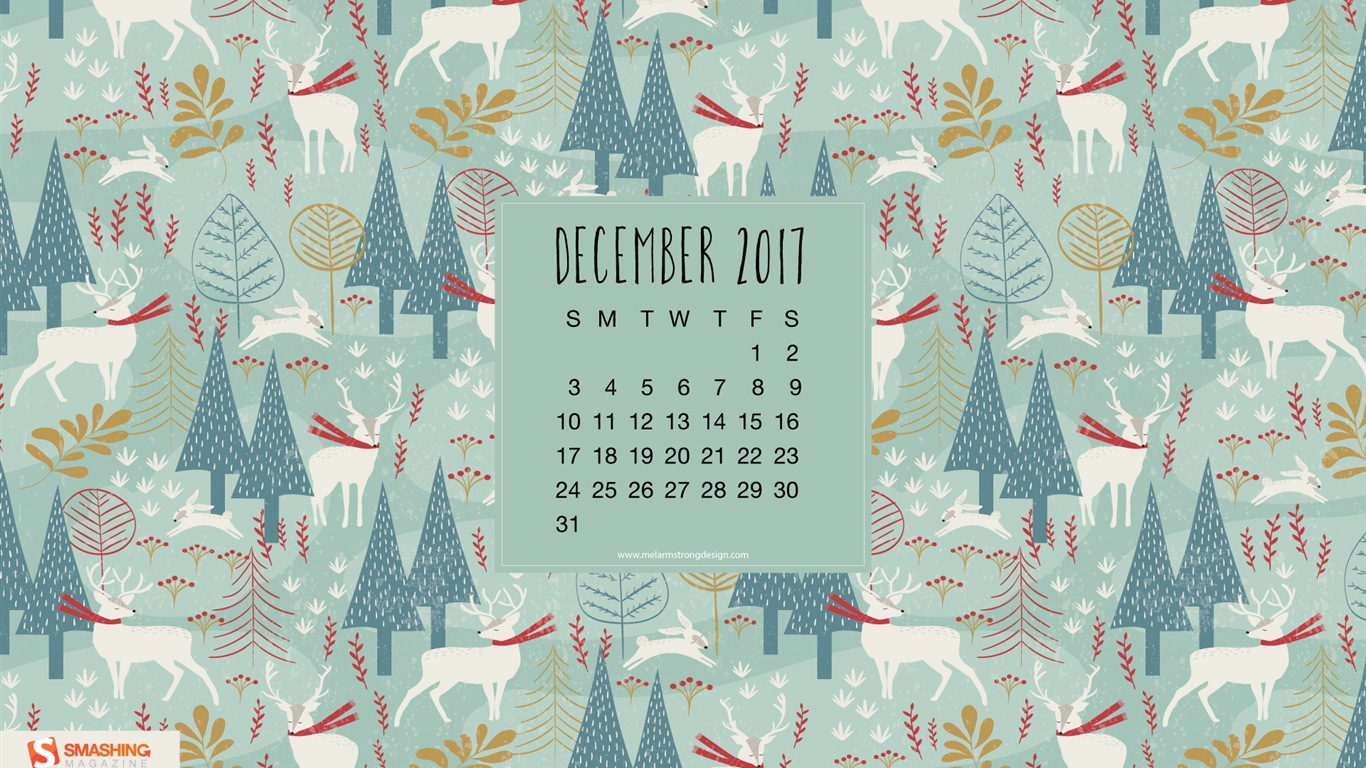 Dezember 2017 Kalender Hintergrund #7 - 1366x768