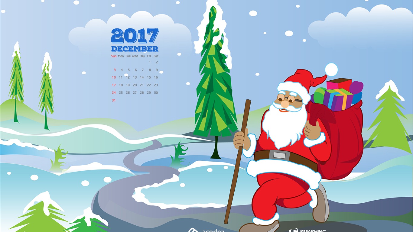 Fond d'écran du calendrier de décembre 2017 #17 - 1366x768