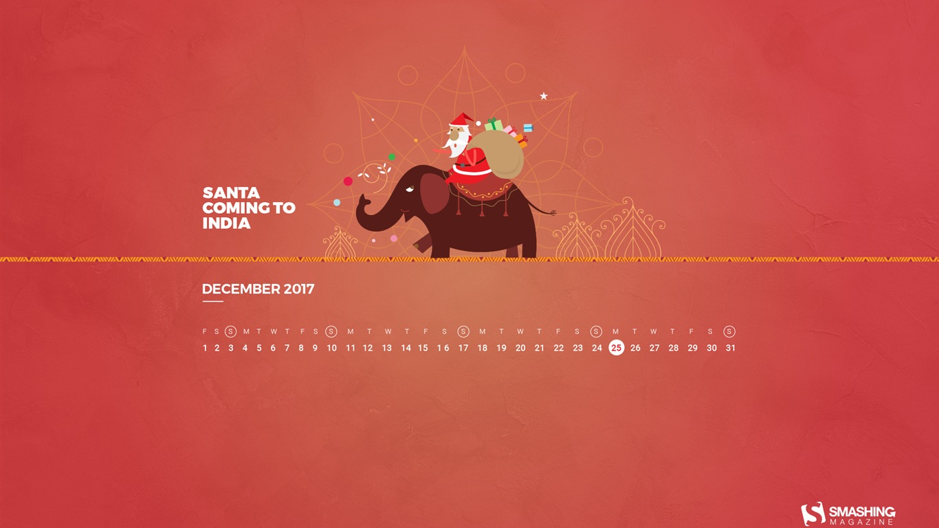 Dezember 2017 Kalender Hintergrund #20 - 1366x768