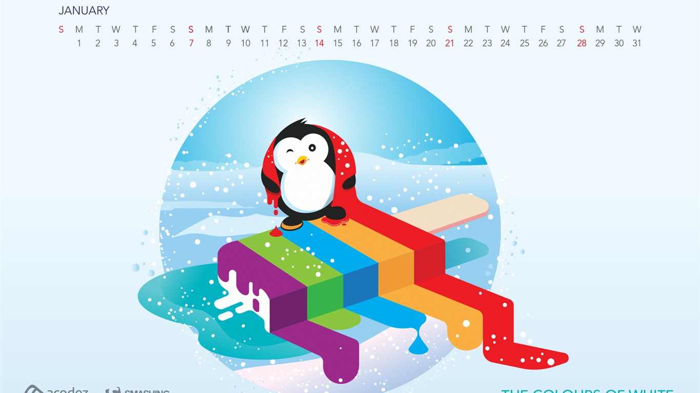 Januar 2018 Kalender Hintergrund #10 - 1366x768