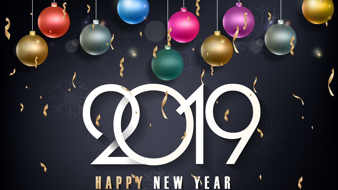 Happy New Year 2019 HD wallpapers #9 - 1366x768