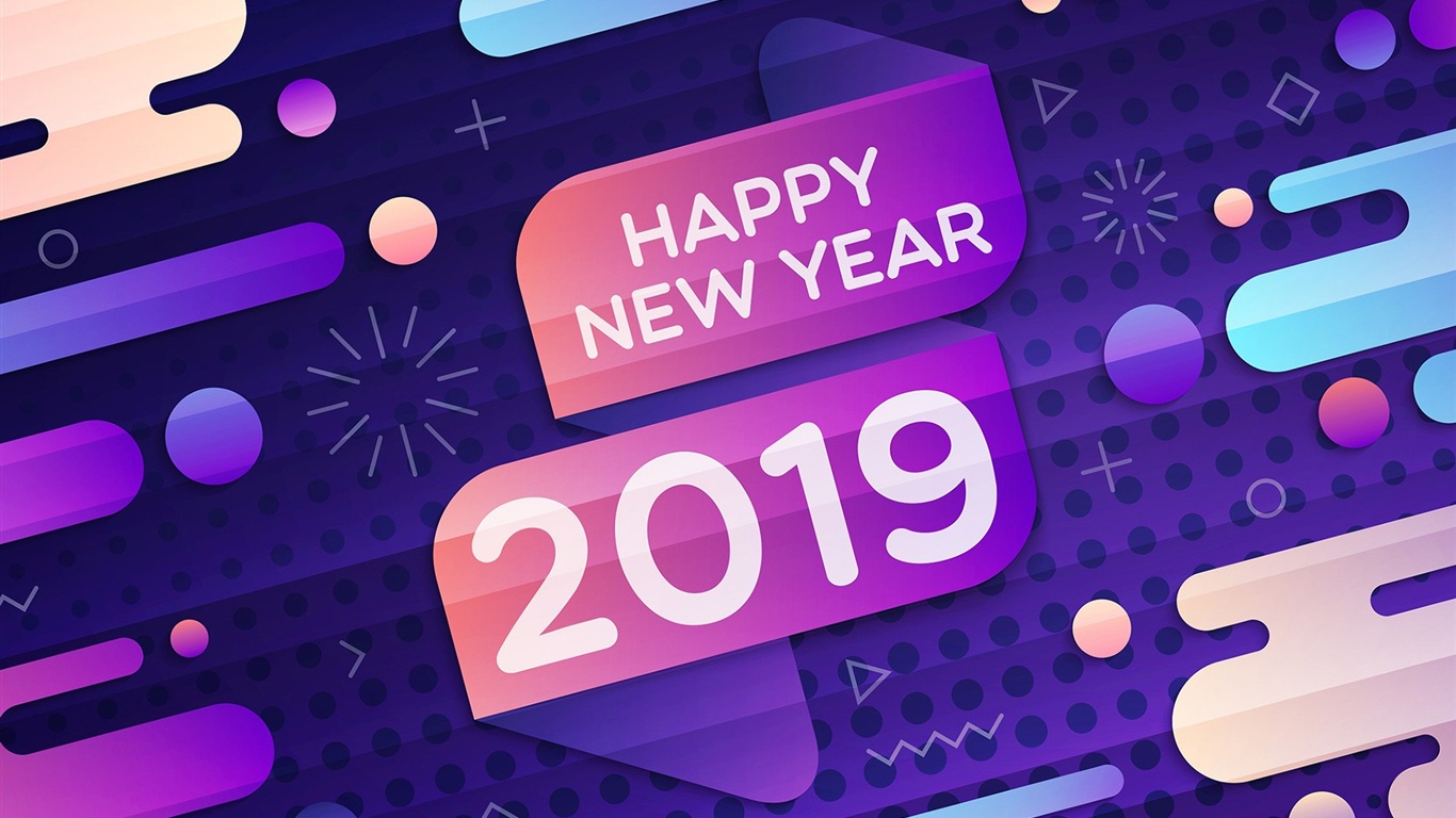 Happy New Year 2019 HD wallpapers #10 - 1366x768