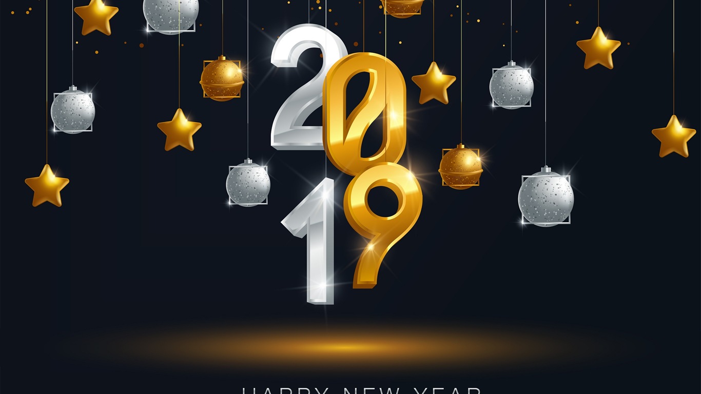 Happy New Year 2019 HD wallpapers #12 - 1366x768