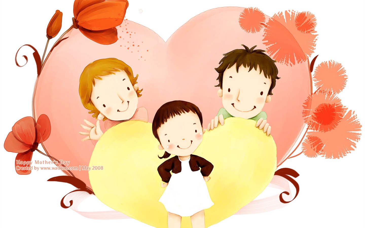母亲节主题韩国插画壁纸4 - 1440x900