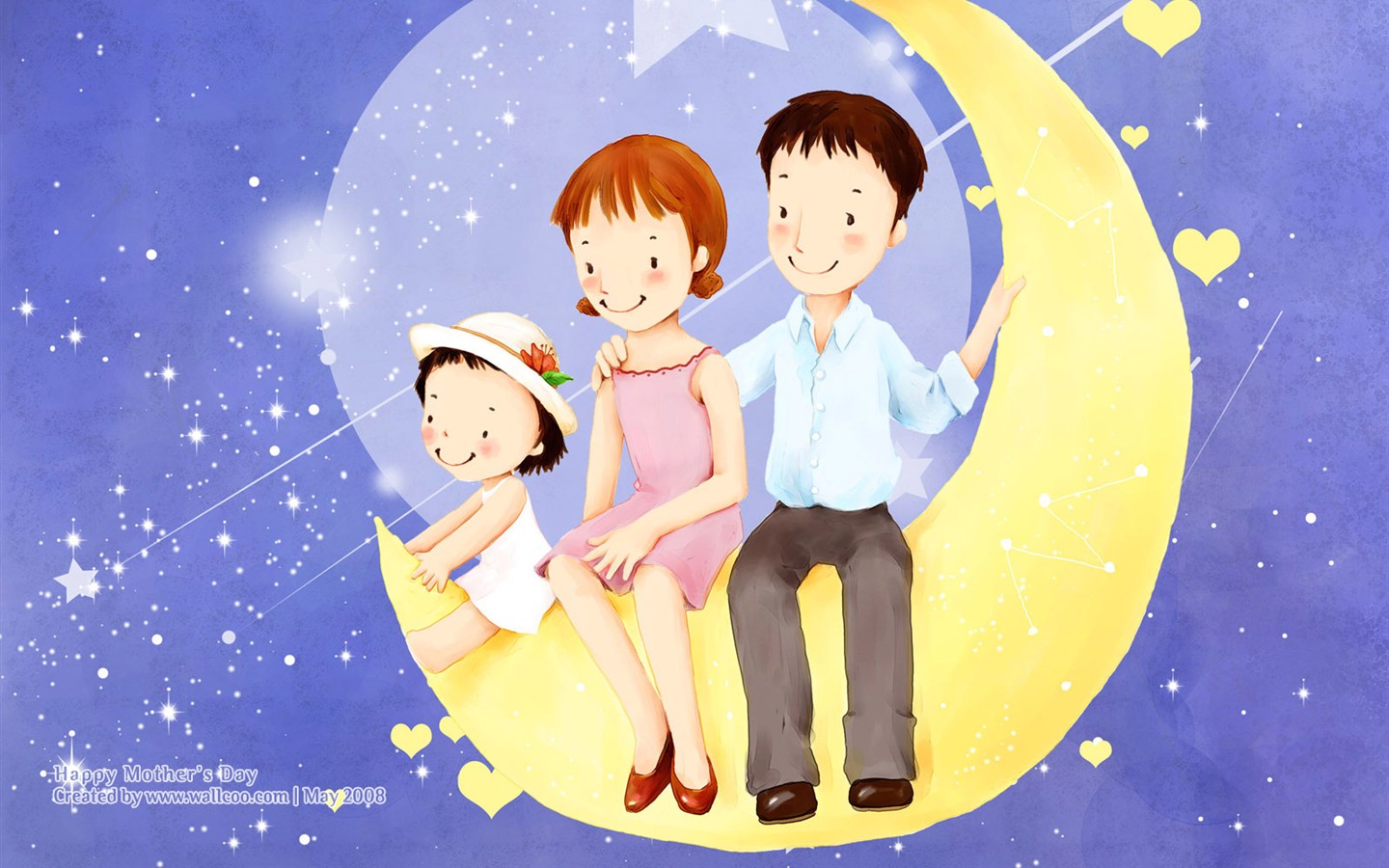 母亲节主题韩国插画壁纸16 - 1440x900