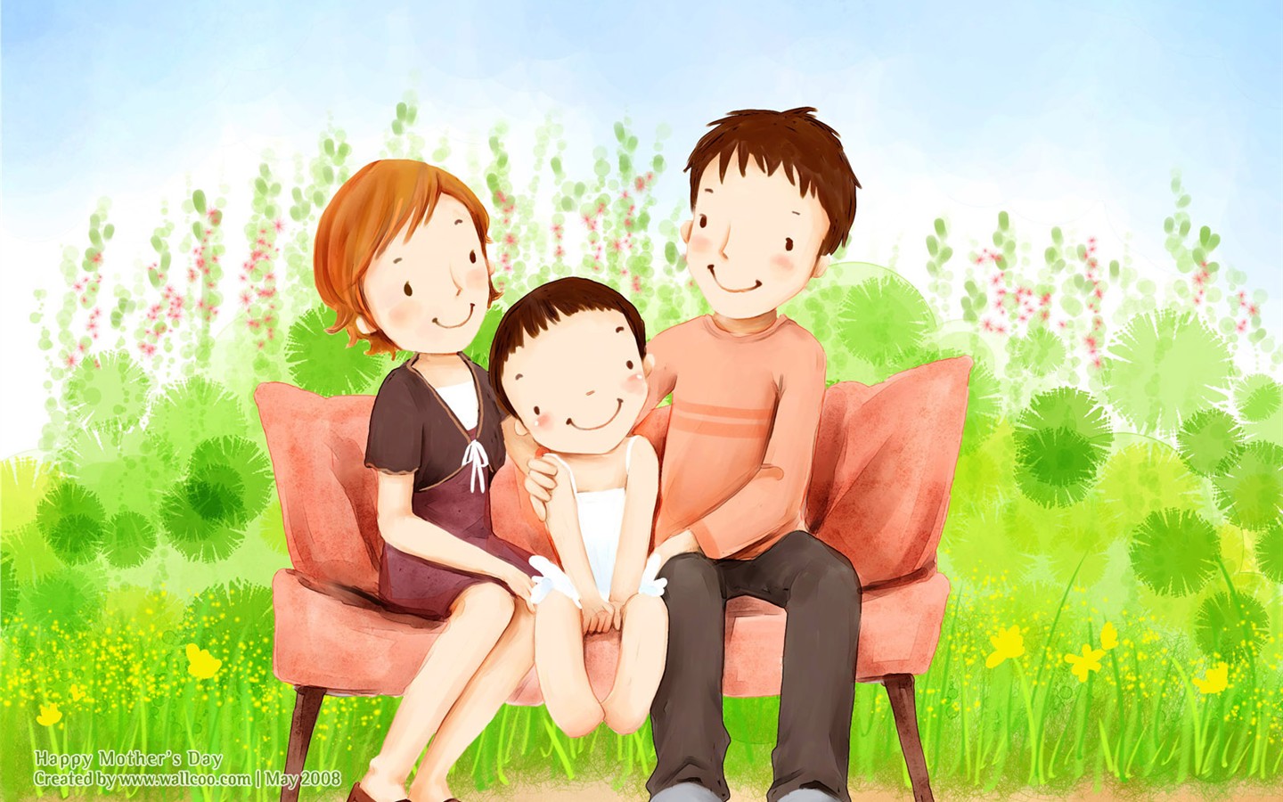 母亲节主题韩国插画壁纸21 - 1440x900