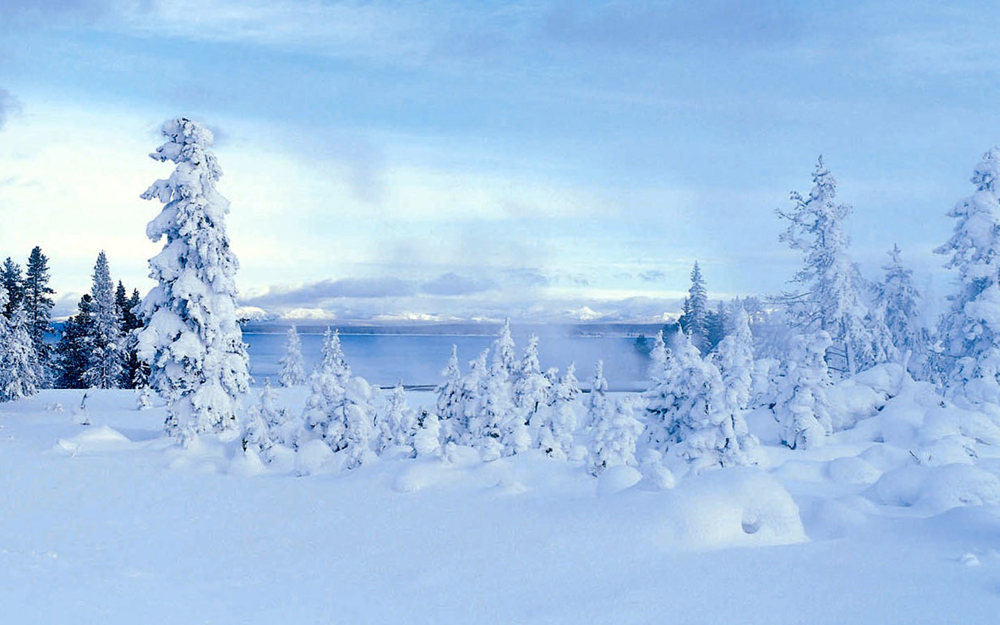 HD обои прохладном сцены снега зимой #33 - 1440x900