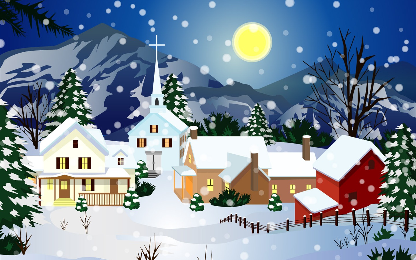크리스마스 조경 벽지 시리즈 (9) #16 - 1440x900