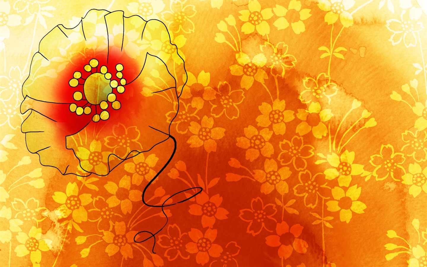 Fondos de pantalla de tinta exquisita flor #16 - 1440x900