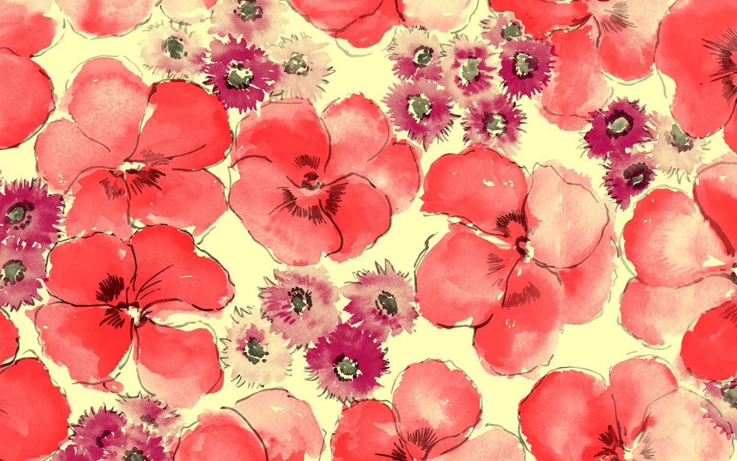 Fondos de pantalla de tinta exquisita flor #18 - 1440x900
