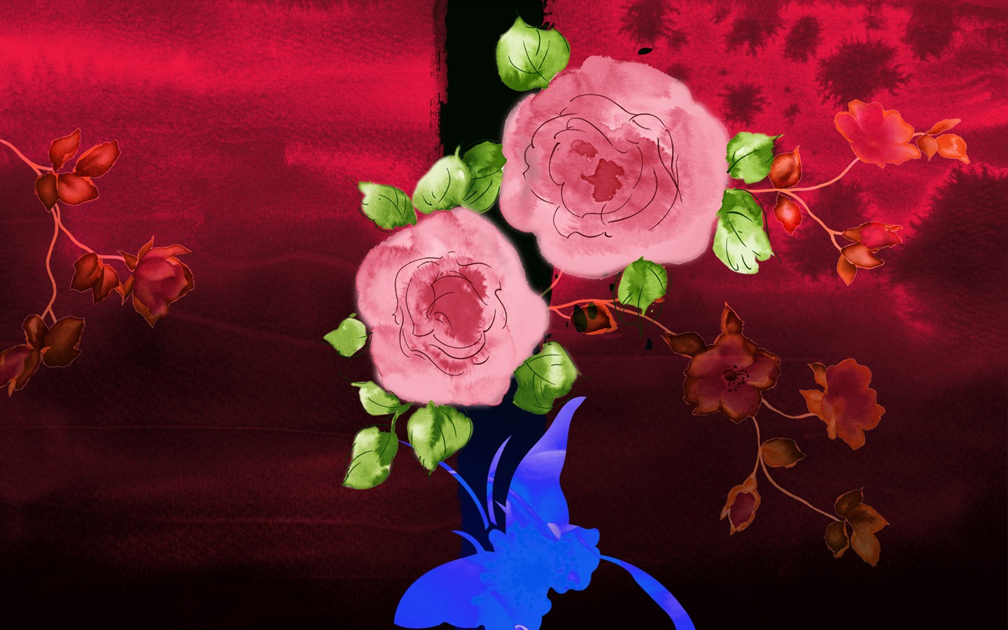 Fondos de pantalla de tinta exquisita flor #21 - 1440x900