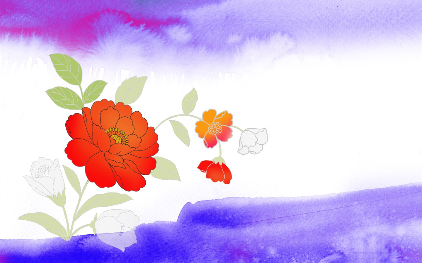 Fondos de pantalla de tinta exquisita flor #23 - 1440x900