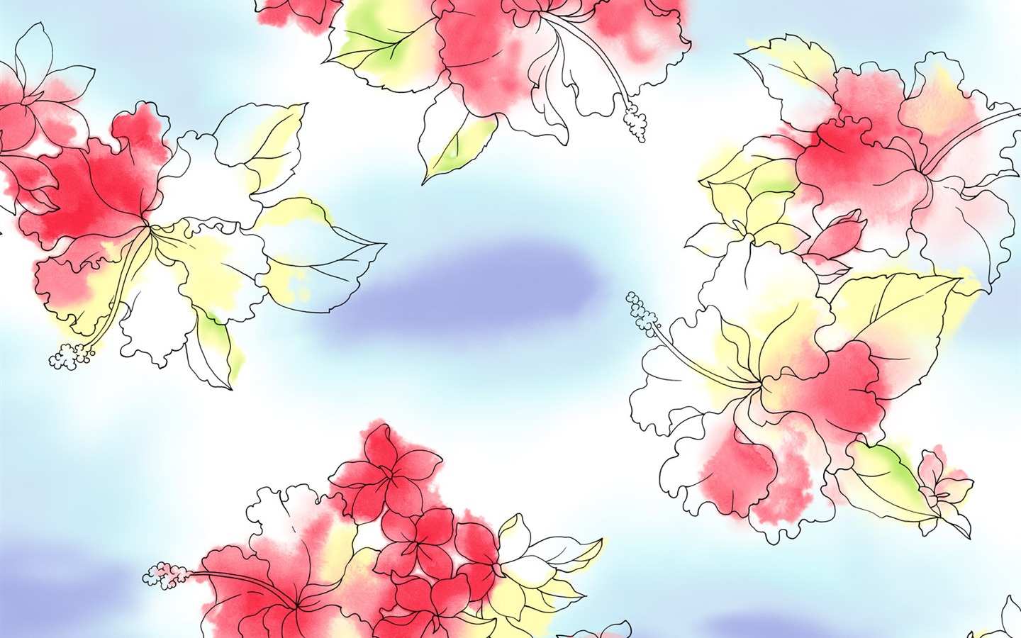 Fondos de pantalla de tinta exquisita flor #34 - 1440x900