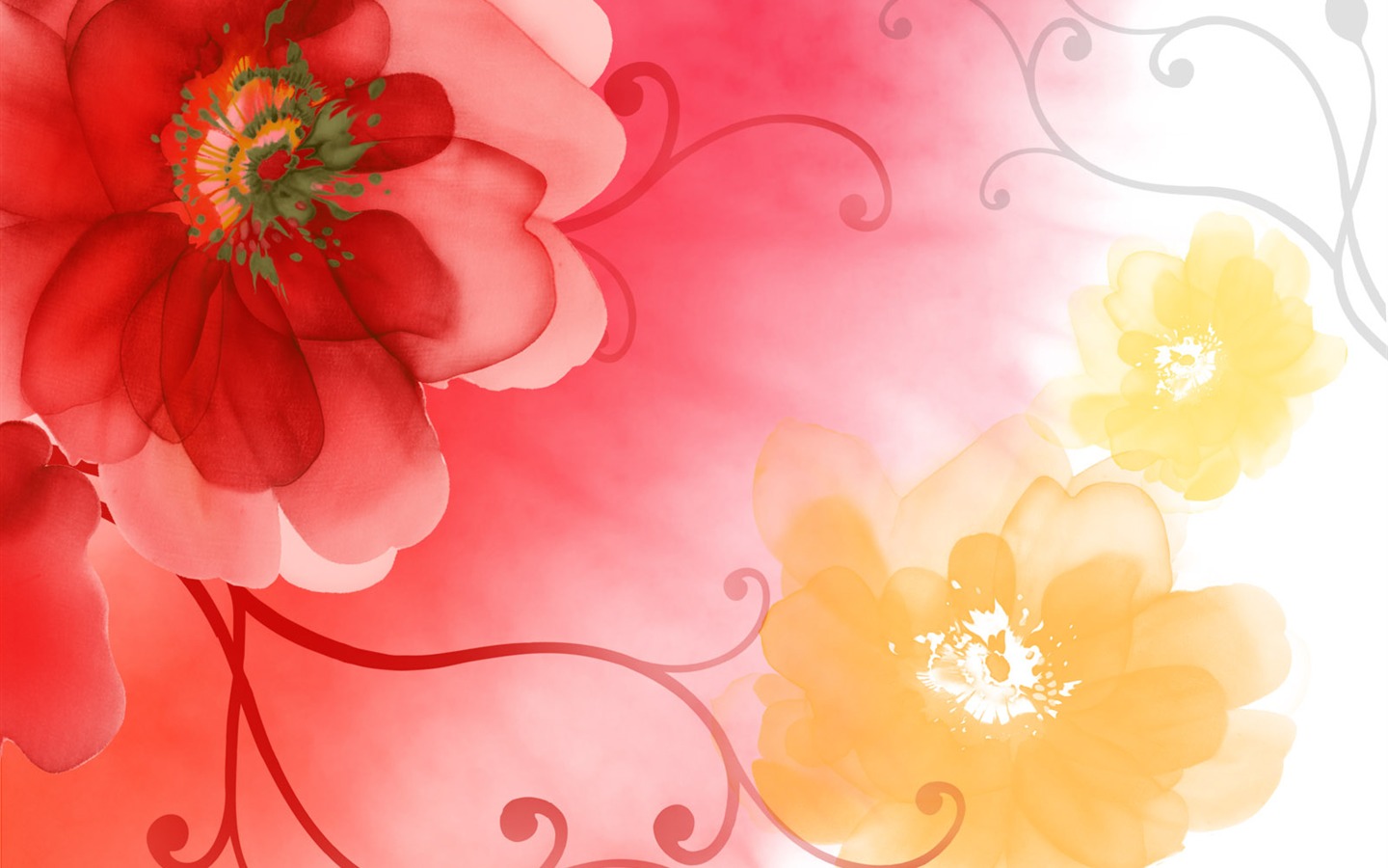 Fondos de pantalla de tinta exquisita flor #38 - 1440x900