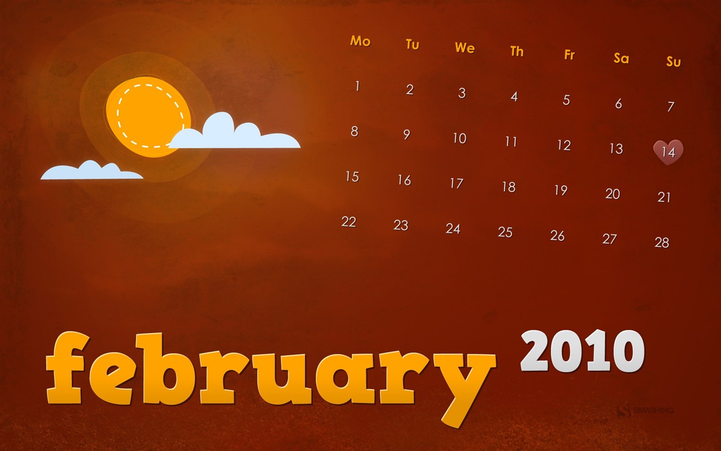 February 2010 Calendar Wallpaper creative #12 - 1440x900