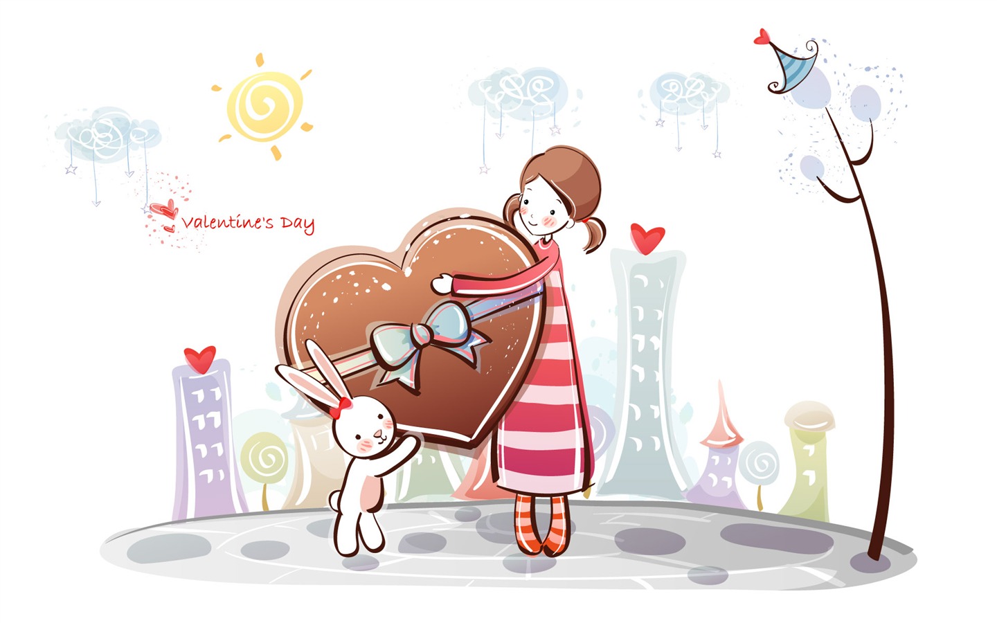fondos de pantalla de dibujos animados de San Valentín (2) #9 - 1440x900