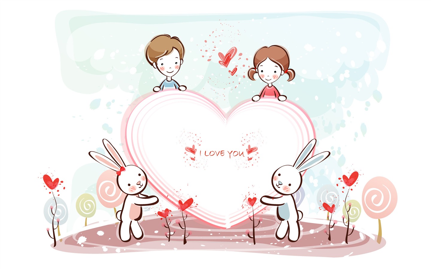 fondos de pantalla de dibujos animados de San Valentín (2) #13 - 1440x900