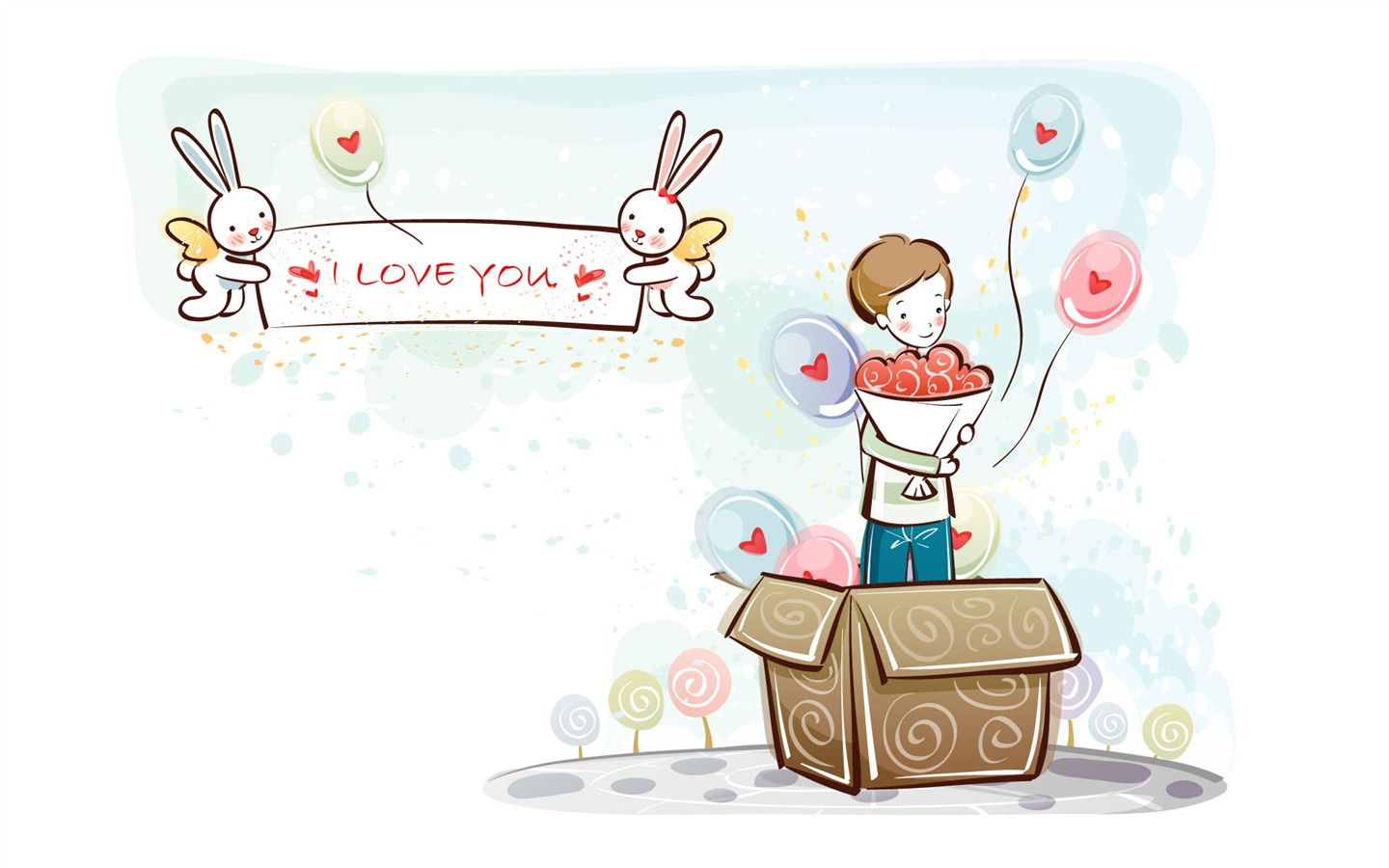 fondos de pantalla de dibujos animados de San Valentín (2) #14 - 1440x900
