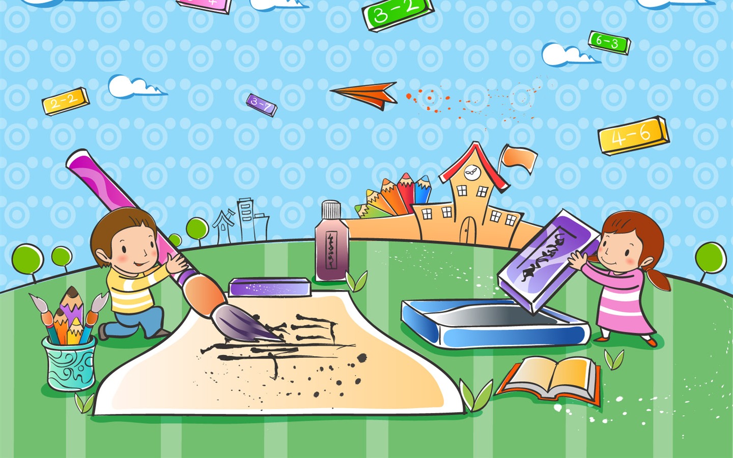 Vector cartoon childhood wallpaper (2) #10 - 1440x900