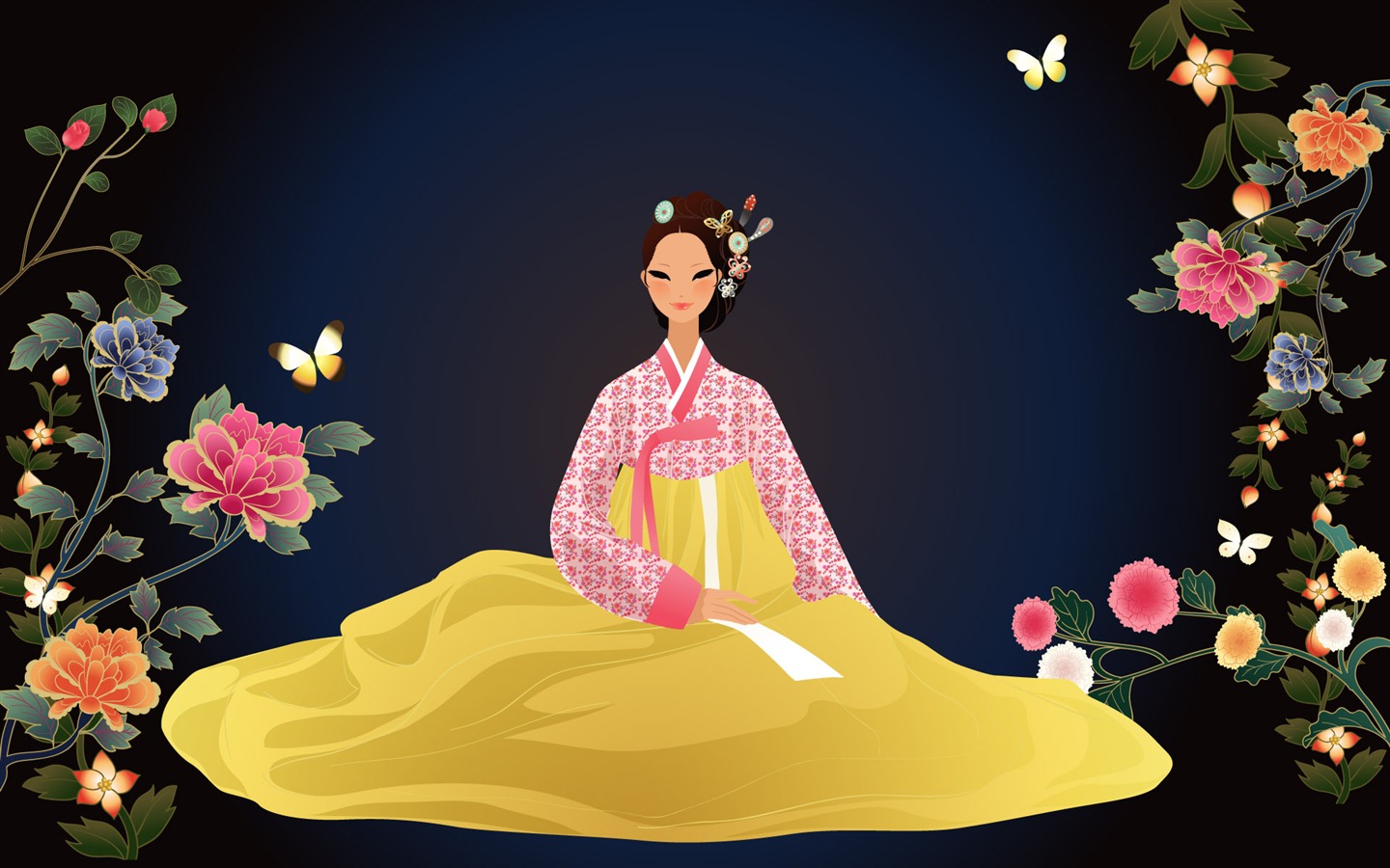 Vector wallpaper of Korean women (1) #1 - 1440x900