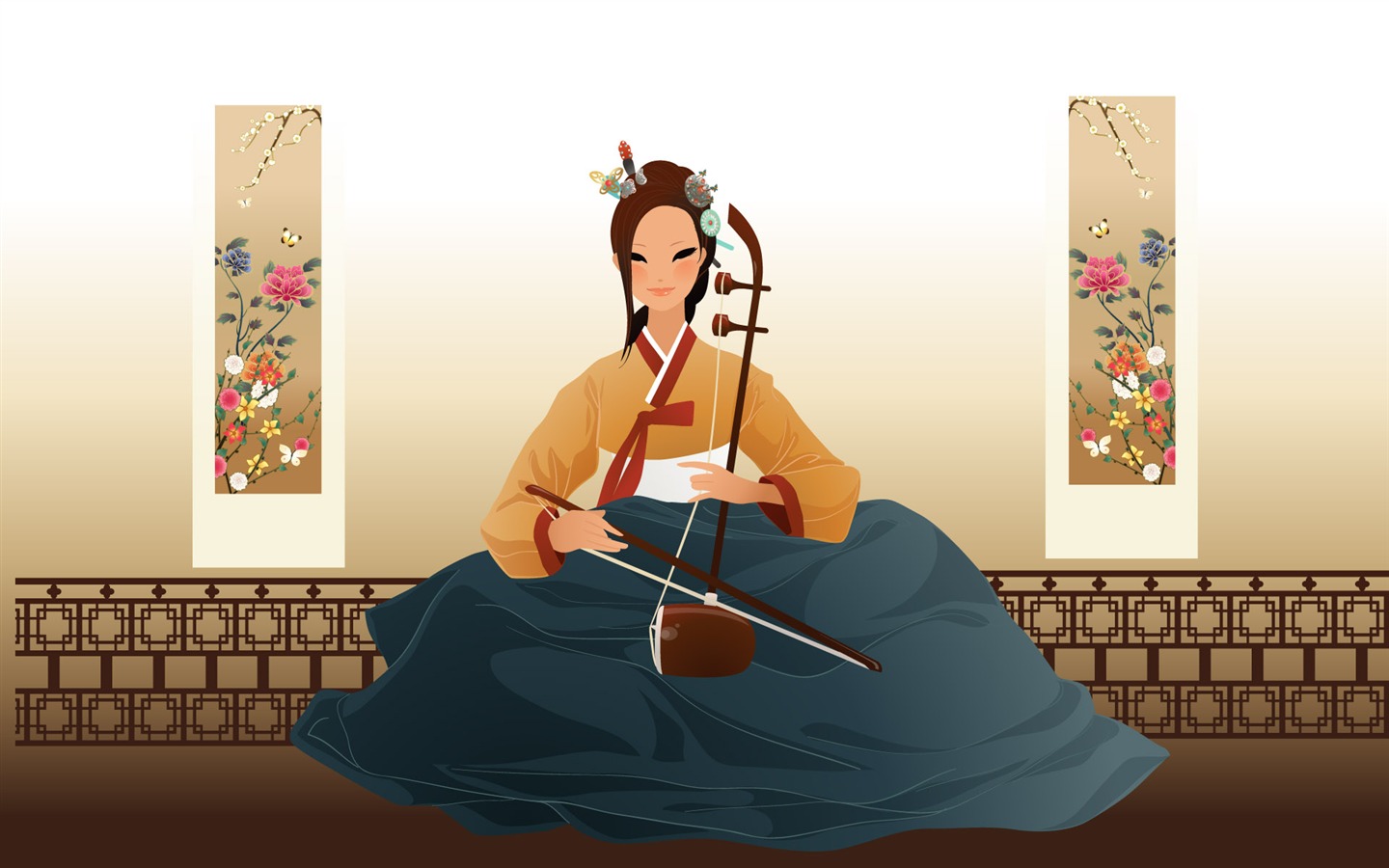 矢量朝鲜族女性 壁纸(一)5 - 1440x900