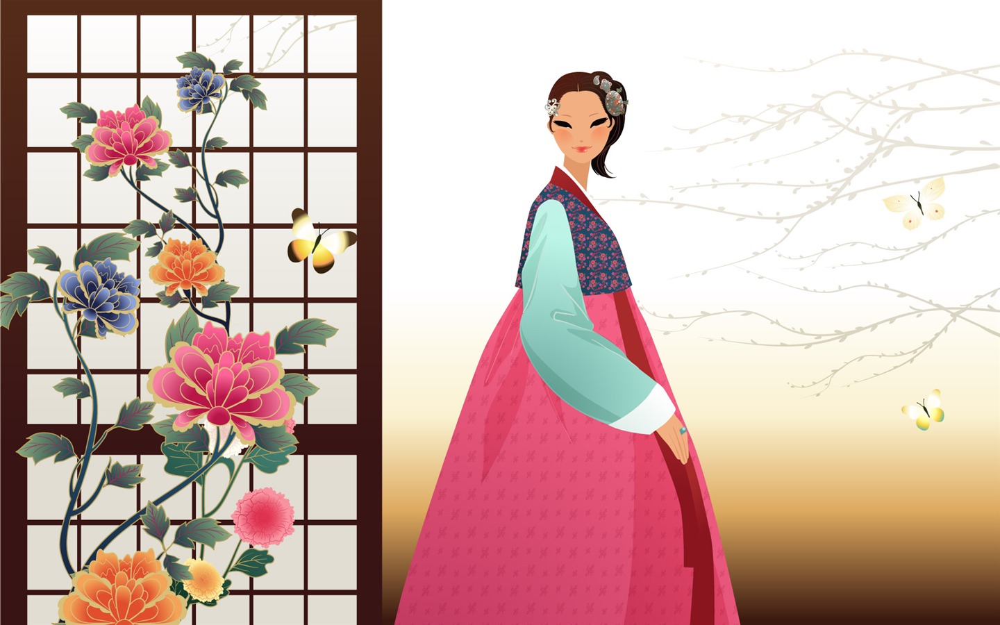 矢量朝鲜族女性 壁纸(一)6 - 1440x900