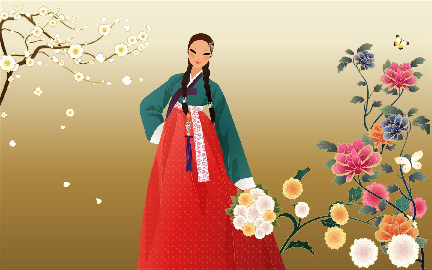 Vector wallpaper of Korean women (1) #16 - 1440x900