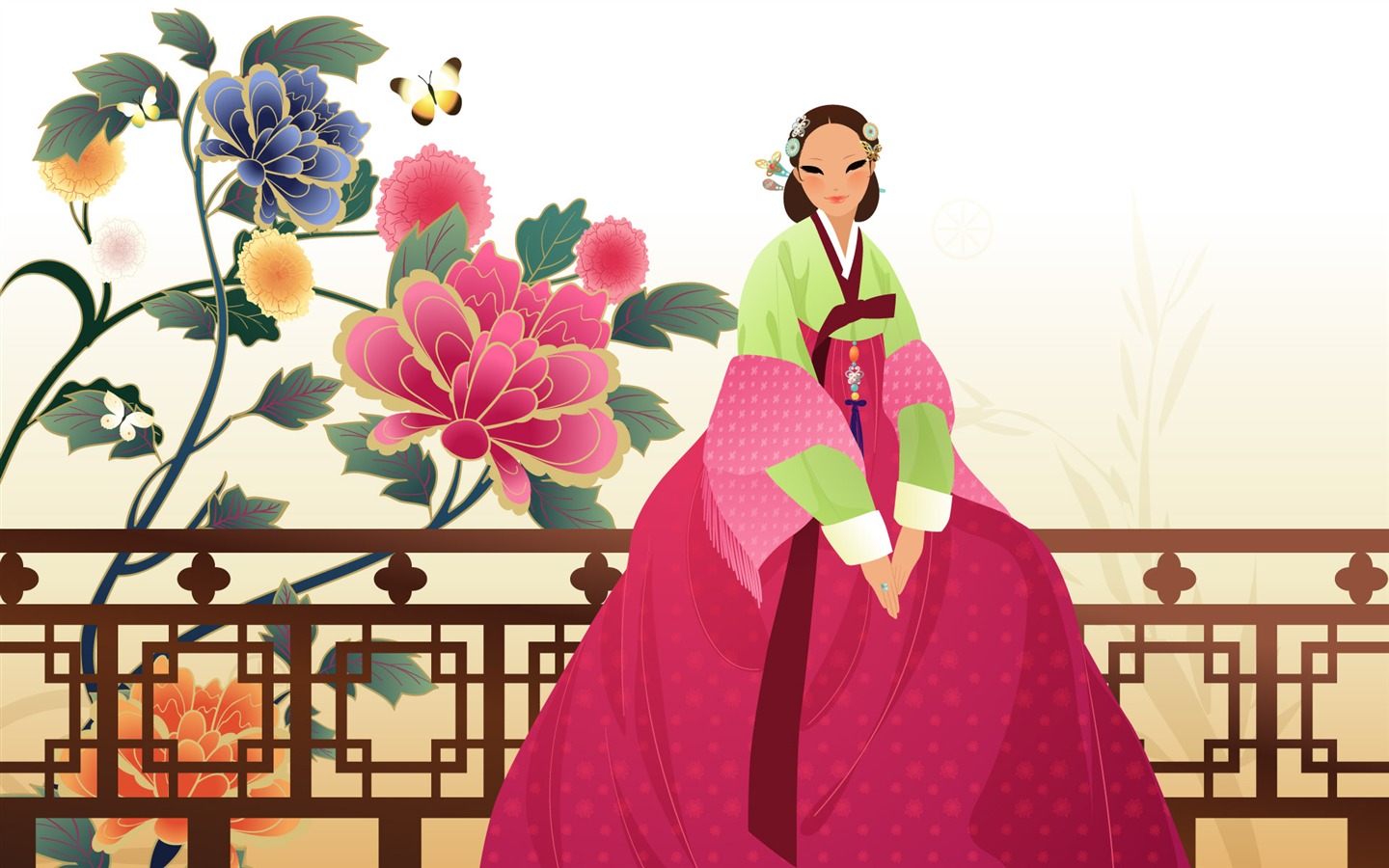 韓国人女性 (2) のベクトルの壁紙 #1 - 1440x900