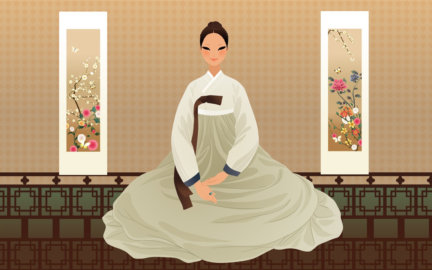 韓国人女性 (2) のベクトルの壁紙 #9 - 1440x900