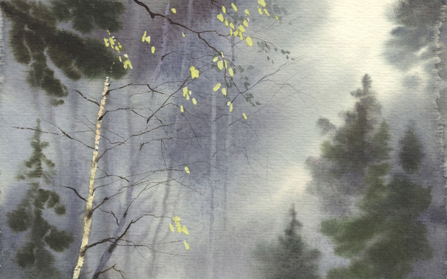 Acuarela fondos de escritorio de paisajes pintados a mano (1) #1 - 1440x900