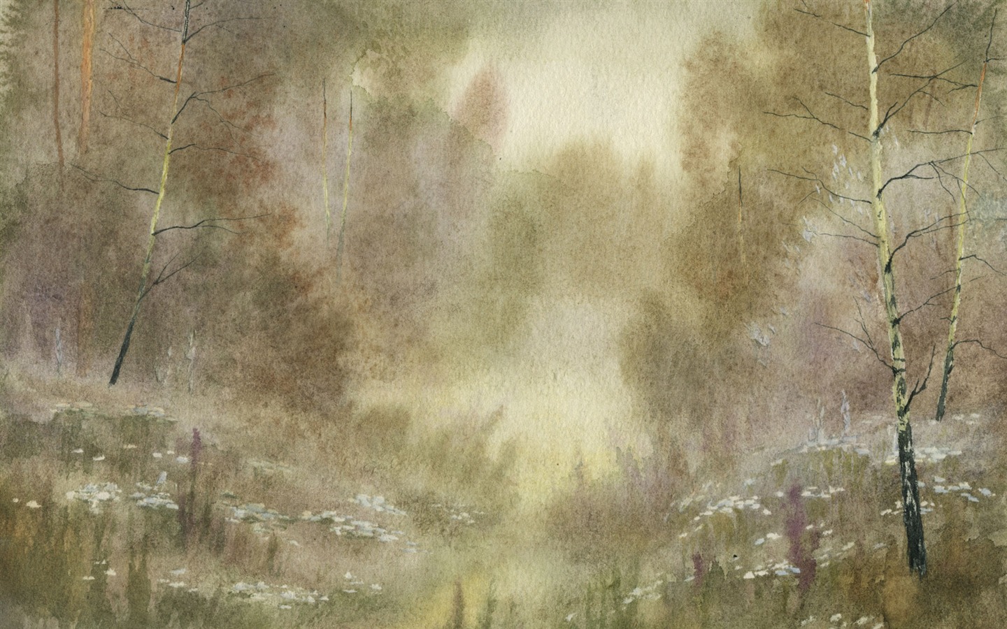 Acuarela fondos de escritorio de paisajes pintados a mano (1) #2 - 1440x900
