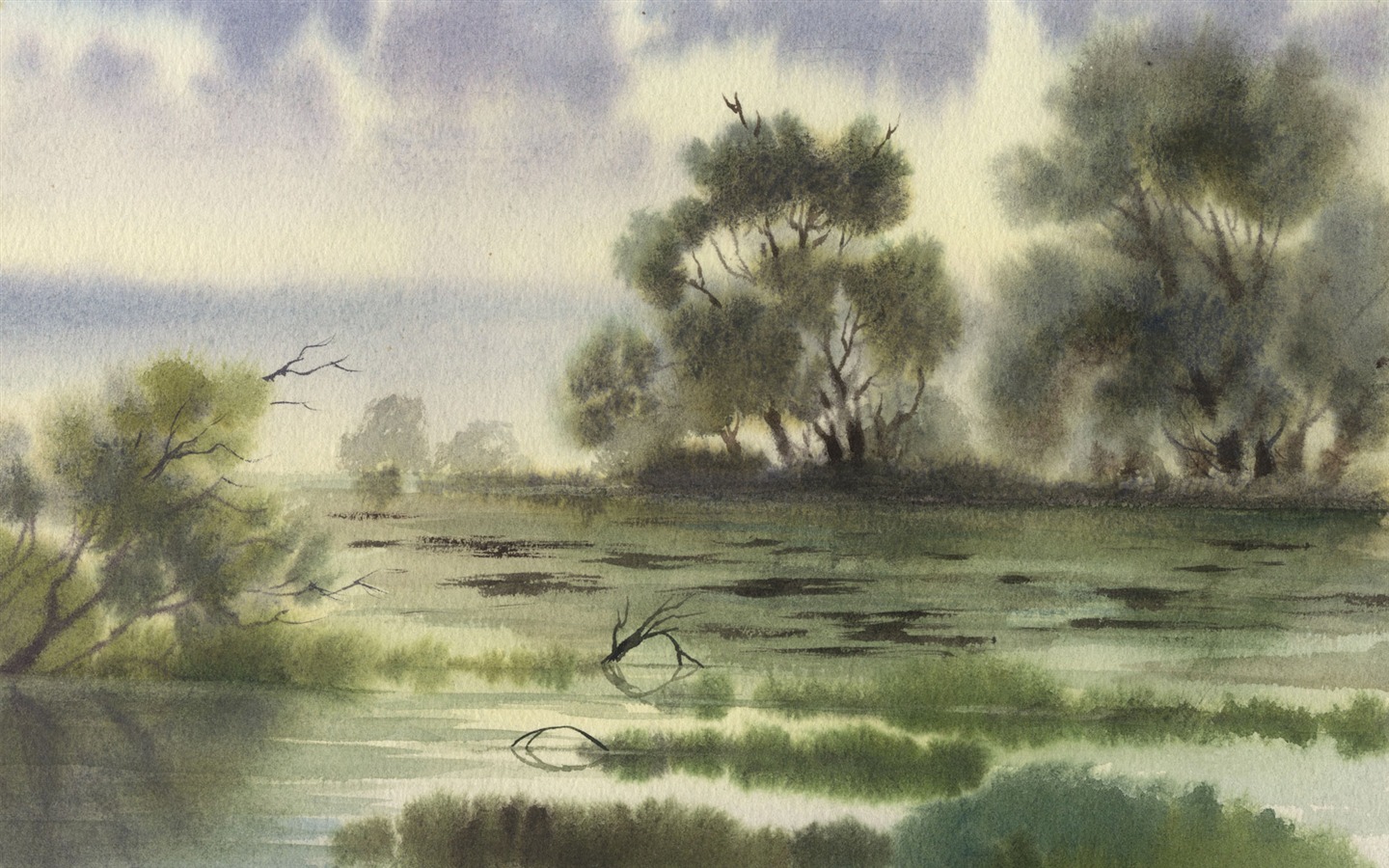 Aquarell-Landschaft handgemalten Tapeten (1) #19 - 1440x900