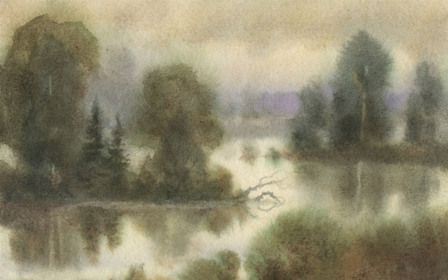 Acuarela fondos de escritorio de paisajes pintados a mano (2) #3 - 1440x900