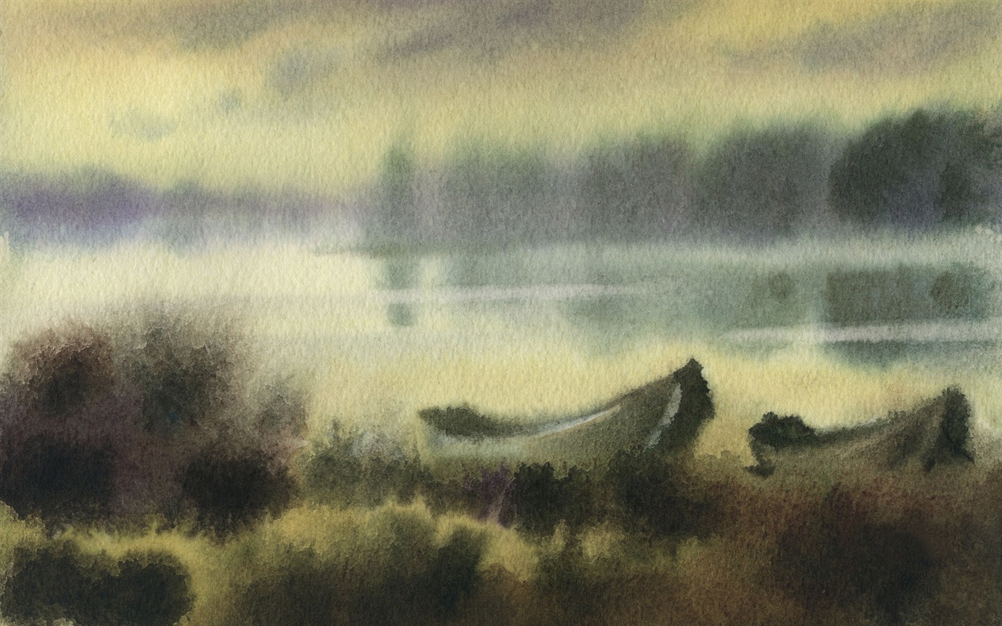 Aquarell-Landschaft handgemalten Tapeten (2) #17 - 1440x900