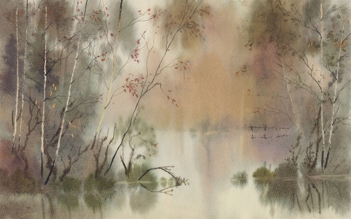 Aquarell-Landschaft handgemalten Tapeten (2) #18 - 1440x900