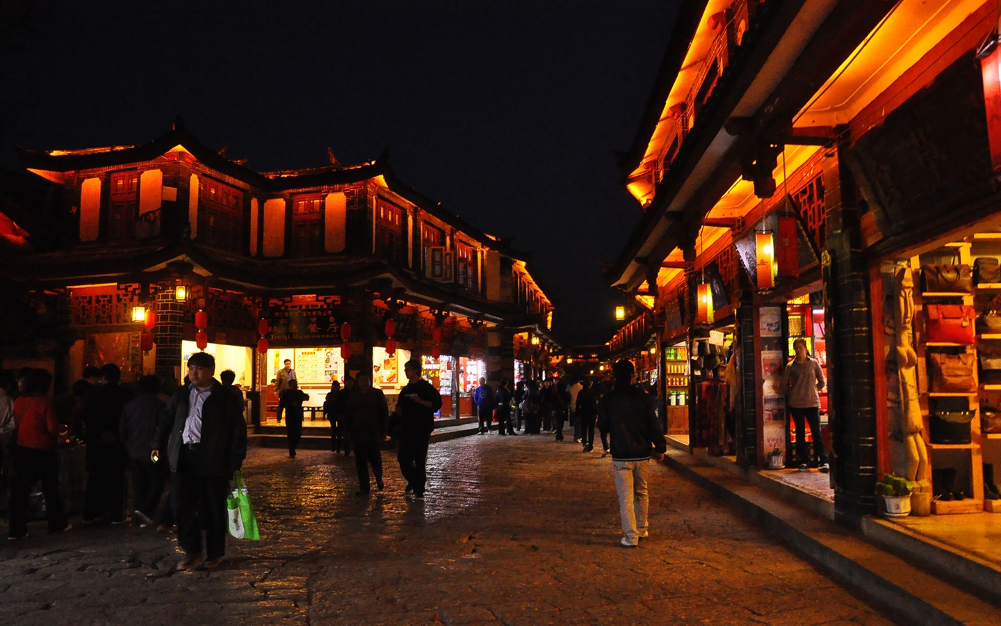 Vieille ville de Lijiang de nuit (Old œuvres Hong OK) #4 - 1440x900