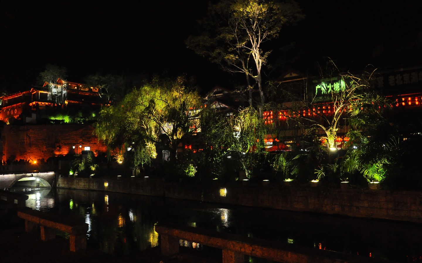 Starobylé město Lijiang Night (Staré Hong OK práce) #17 - 1440x900