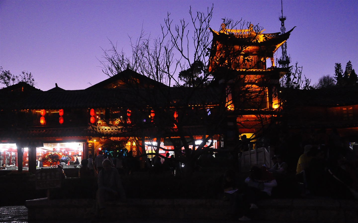 Древний город Лицзян ночь (Старый Hong OK работ) #25 - 1440x900