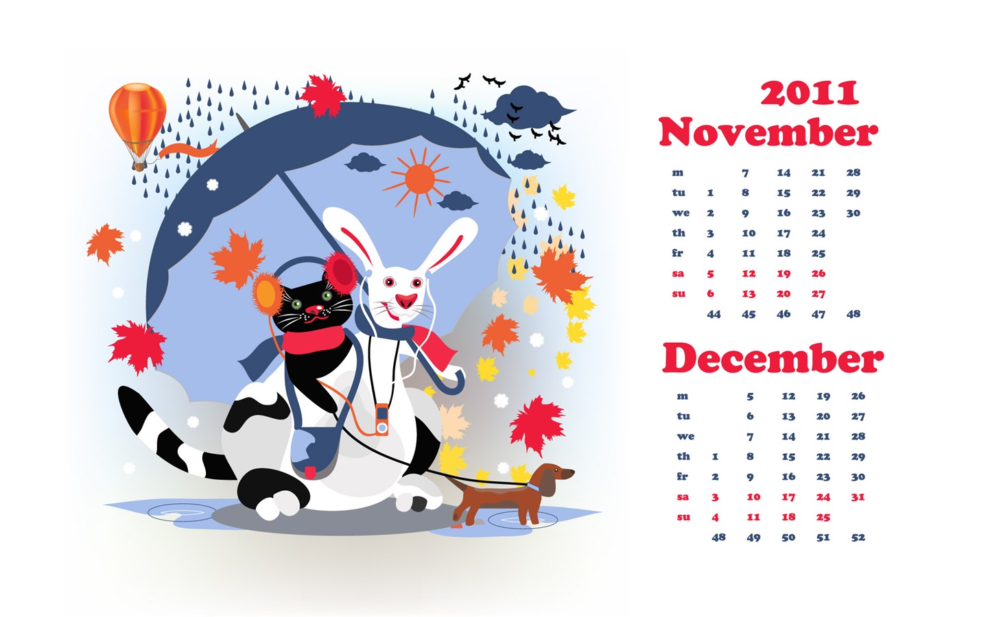 Год Кролика 2011 календарь обои (2) #20 - 1440x900