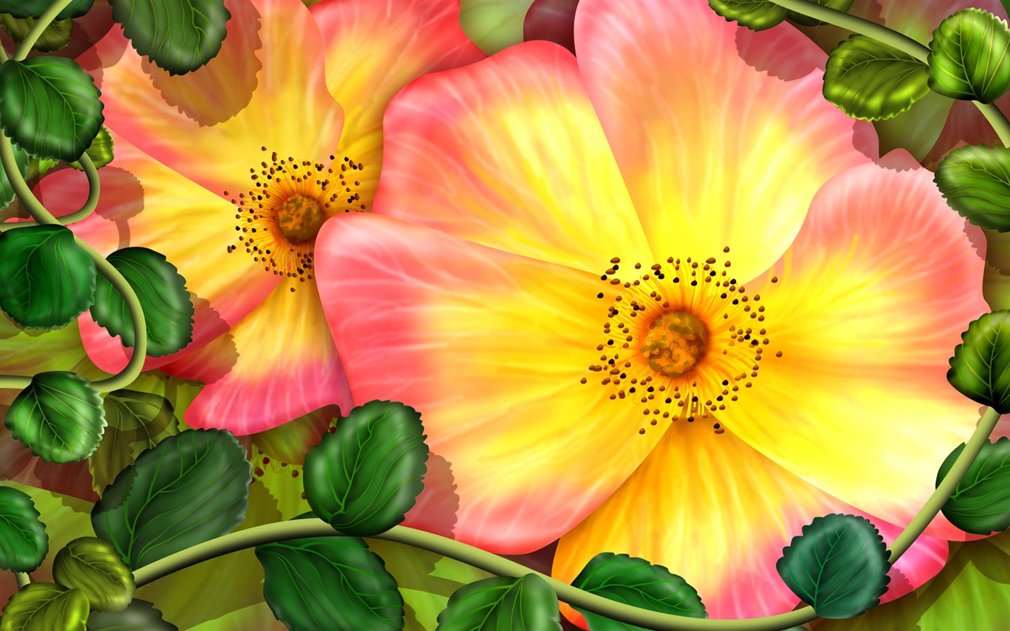 Colorido fondo de pantalla pintados a mano ecología del paisaje (2) #17 - 1440x900