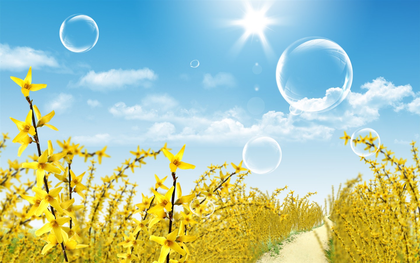 Photoshop солнечные обои летний пейзаж (1) #14 - 1440x900