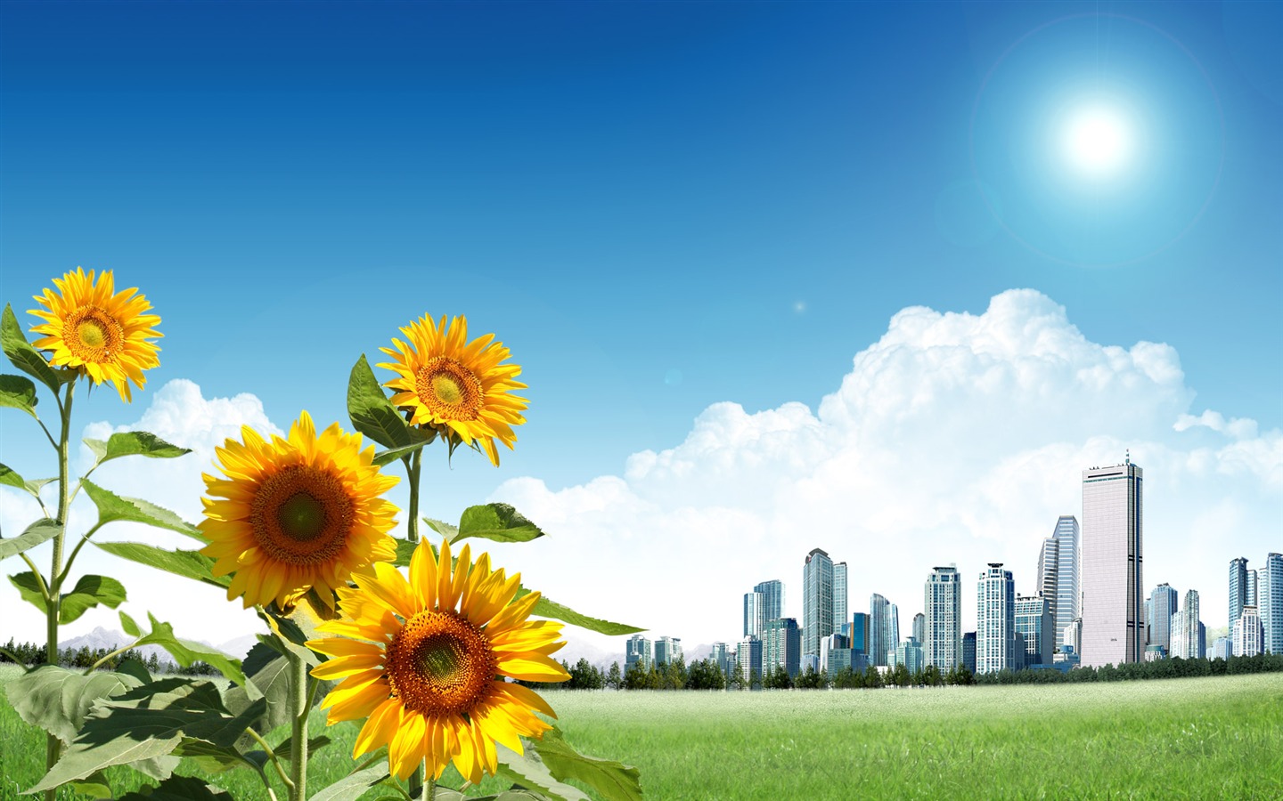Photoshop солнечные обои летний пейзаж (1) #16 - 1440x900