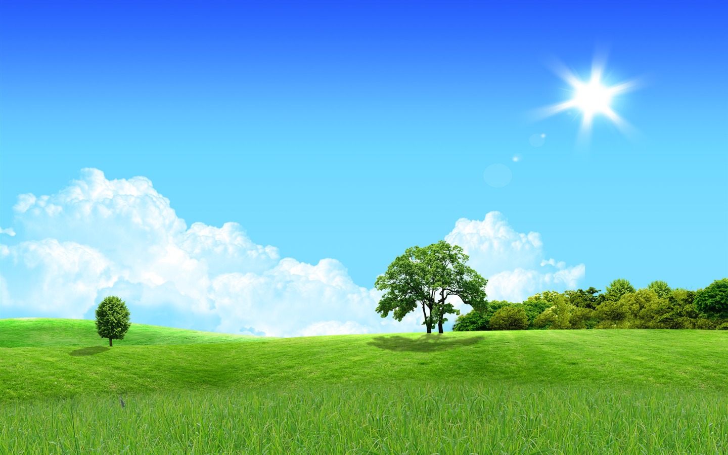 Photoshop fond d'écran paysage d'été ensoleillée (1) #17 - 1440x900