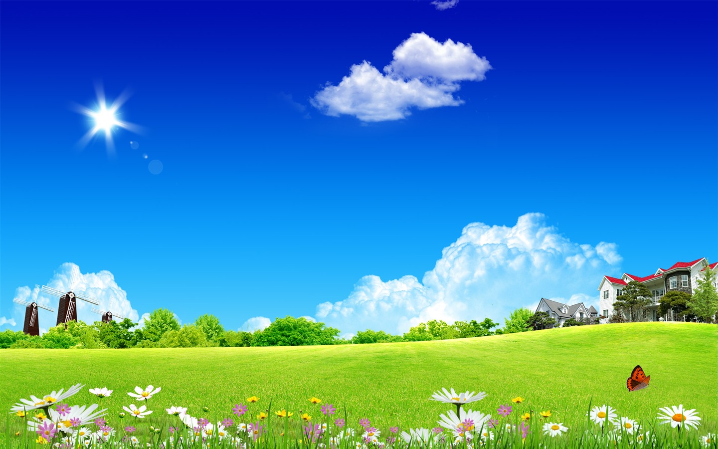 Photoshopの日当たりの良い夏の風景の壁紙 (2) #3 - 1440x900