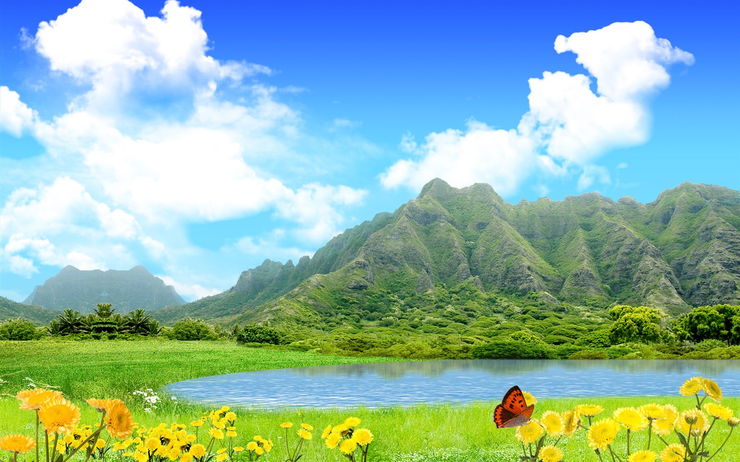 Photoshop fond d'écran paysage d'été ensoleillée (2) #14 - 1440x900